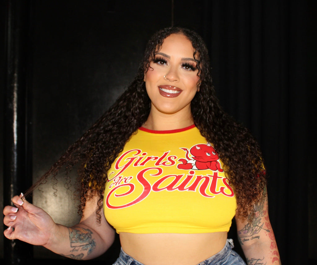Girls Are Saints Crop-Shirt (Yellow Theme)